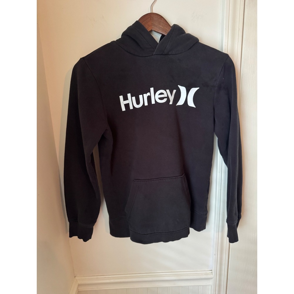 Hurley Boys Black Logo Pullover Hoodie Sweatshirt Size Large L